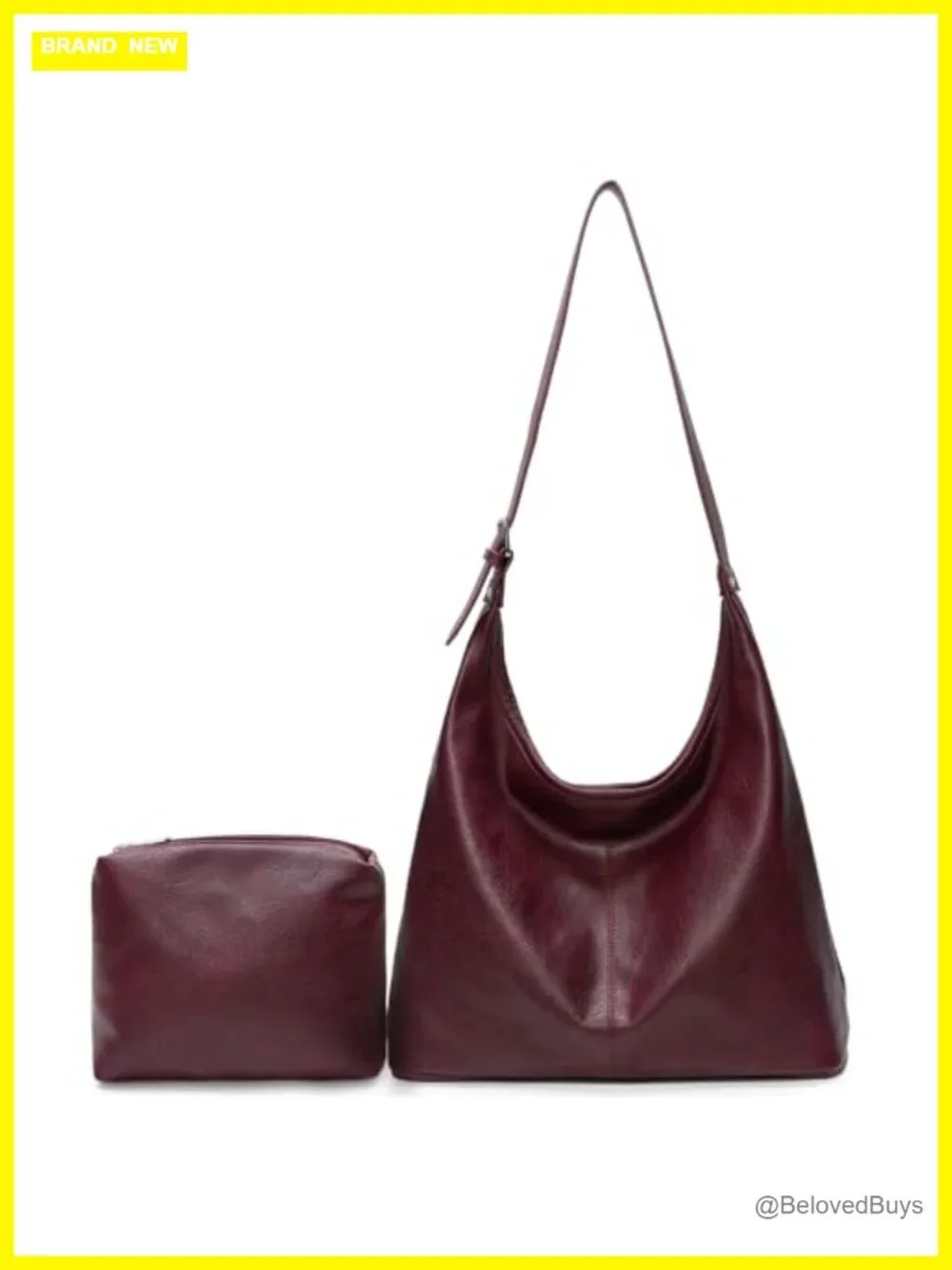 Slouchy Shoulder Tote Purse with Matching Pouch, Adjustable Strap, Magnetic